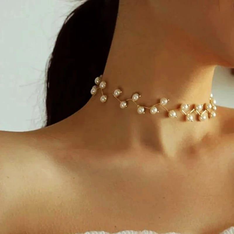 Modern Pearl-Accented Neck Choker