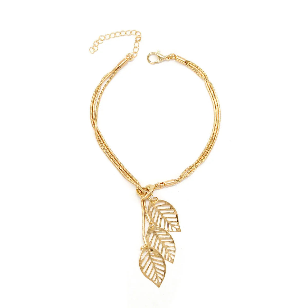 Elegant Gold Mesh Hollow Leaves Bracelet – Women’s Fashion Alloy Jewelry