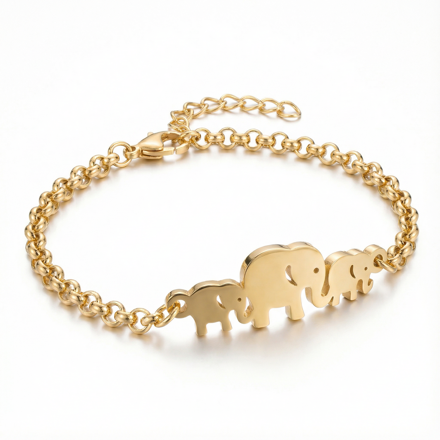 18K Gold Arrow Heart & Geometric Charm Bracelet Women’s Jewelry