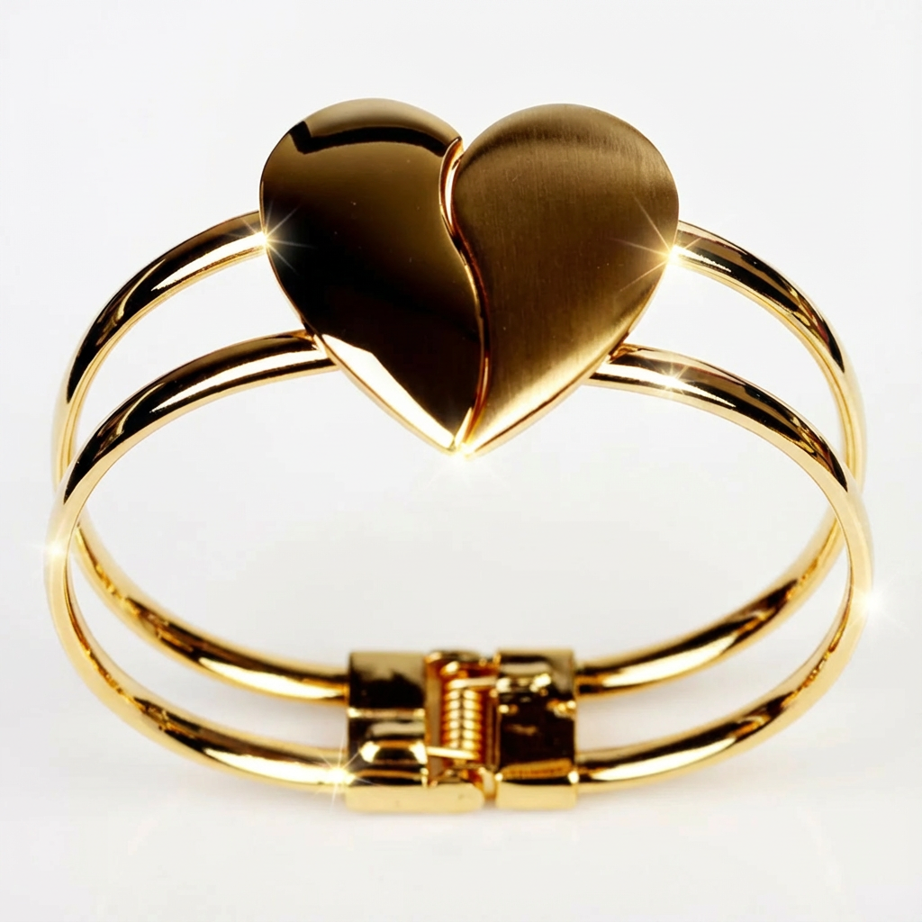 Korean Frosted Double Heart Bracelet  Elegant Women’s Alloy Jewelry