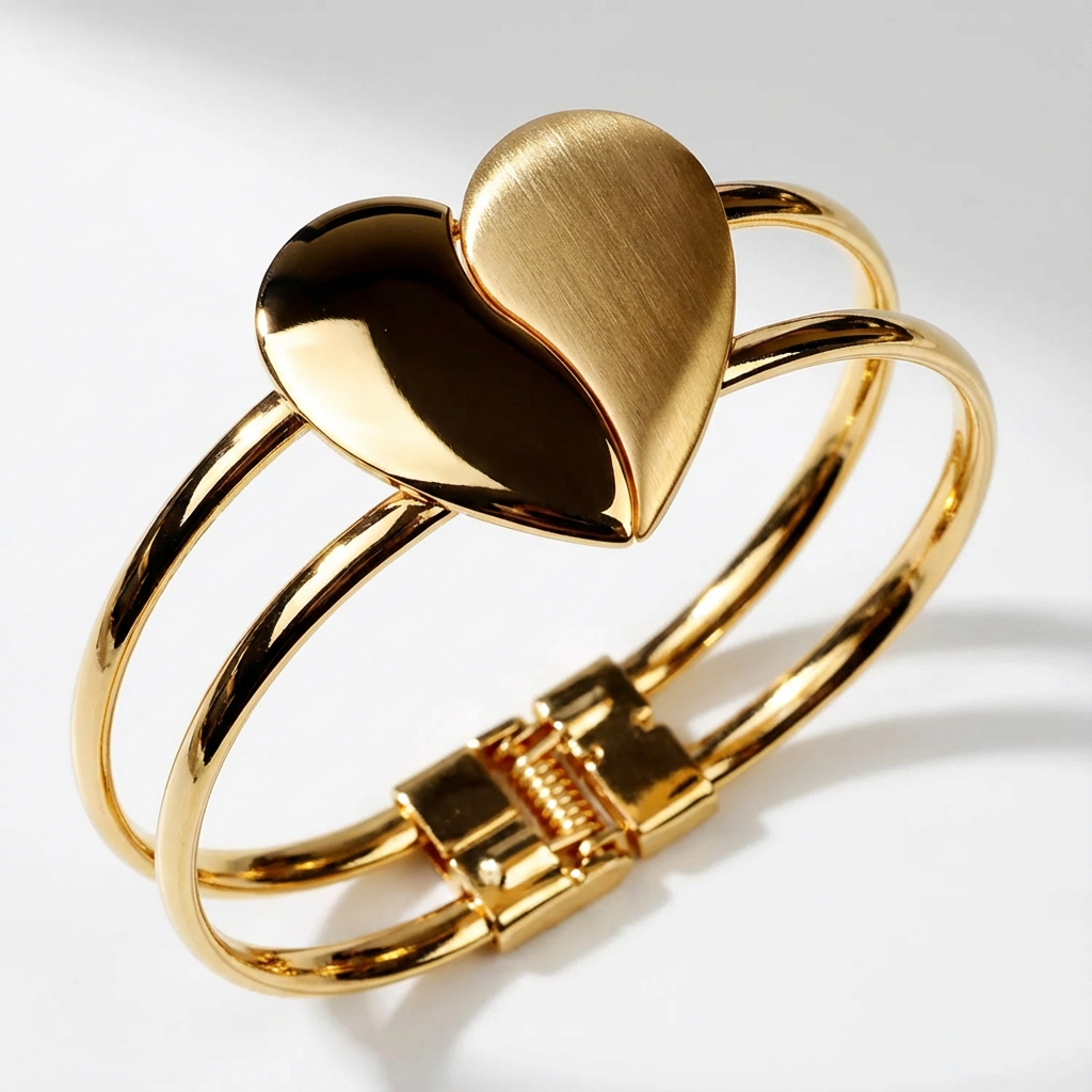 Korean Frosted Double Heart Bracelet  Elegant Women’s Alloy Jewelry