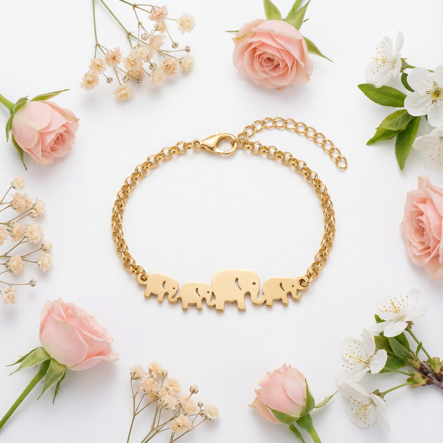 18K Gold Arrow Heart & Geometric Charm Bracelet Women’s Jewelry