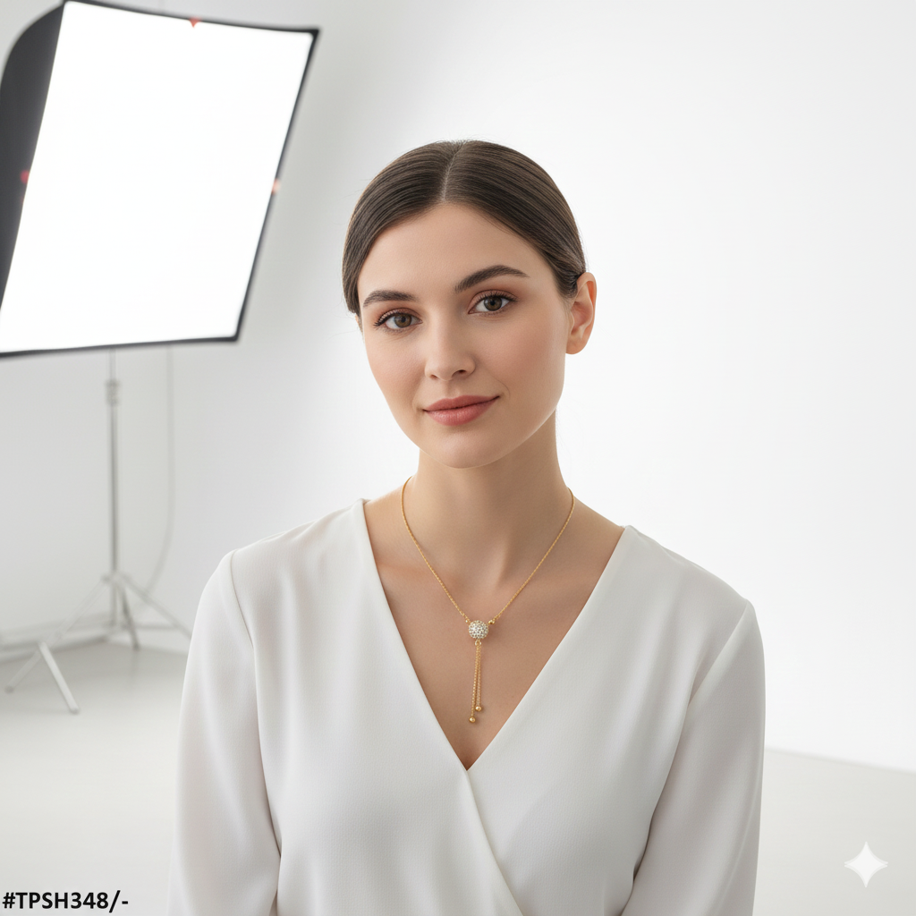 Elegant Zircon Ball Pendant – Gold Finish