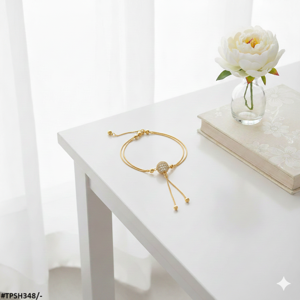 Elegant Zircon Ball Pendant – Gold Finish