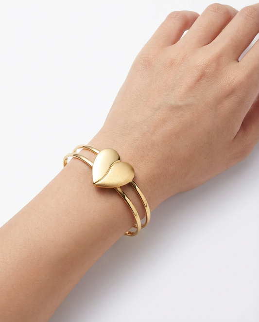 Korean Frosted Double Heart Bracelet  Elegant Women’s Alloy Jewelry