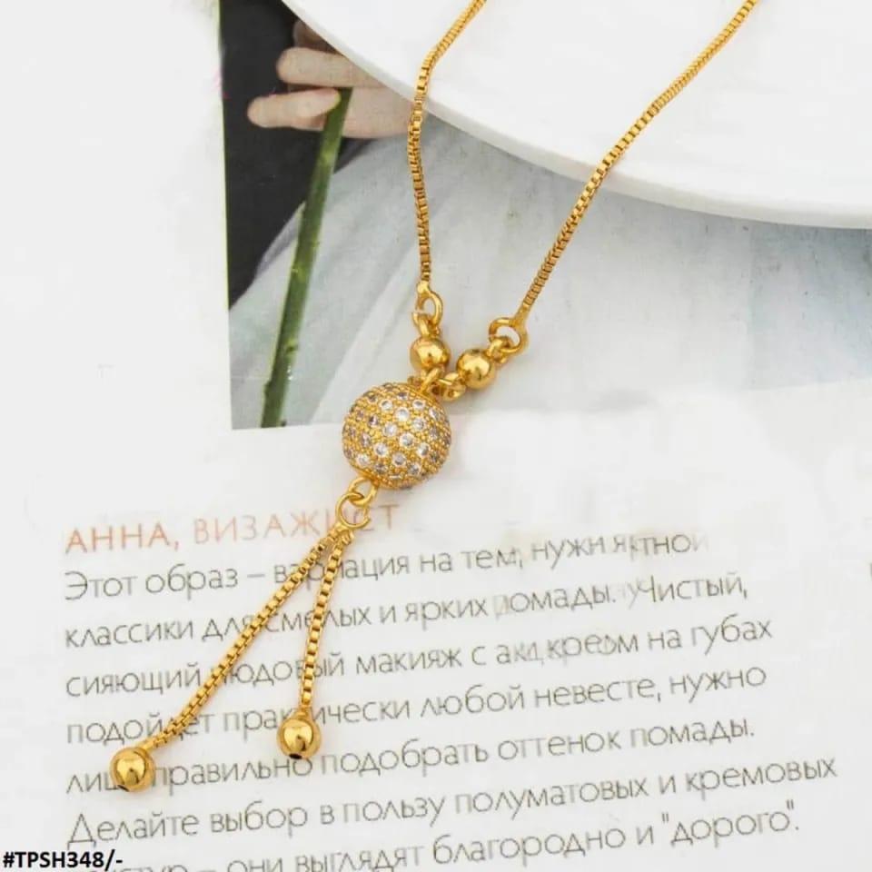 Elegant Zircon Ball Pendant – Gold Finish